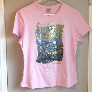 New Kavio Nashville Van Gogh Starry Night Pink Women’s Cotton Graphic Tee XL